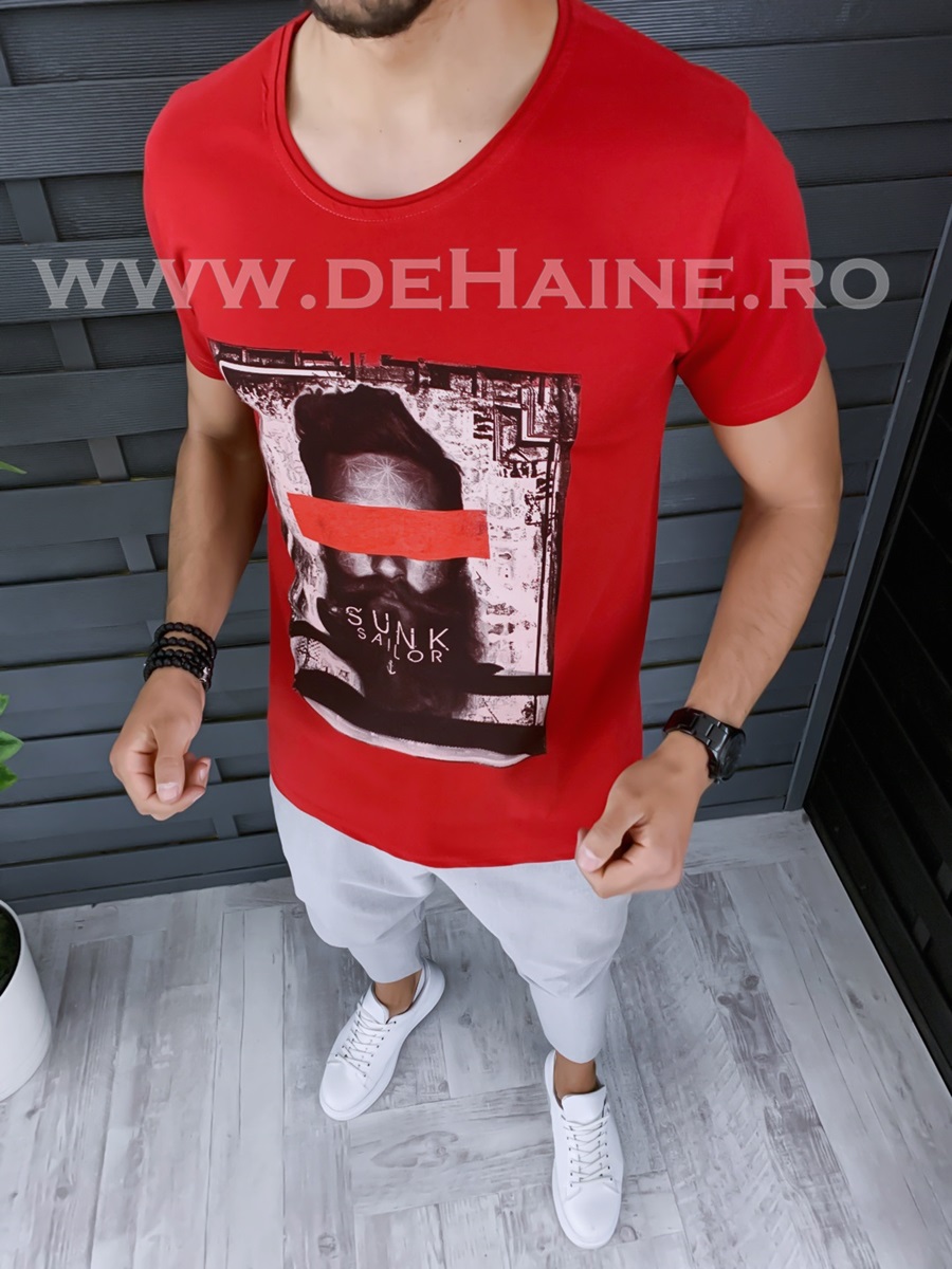 Tricou barbati rosu slim fit zr b1003 m5-3